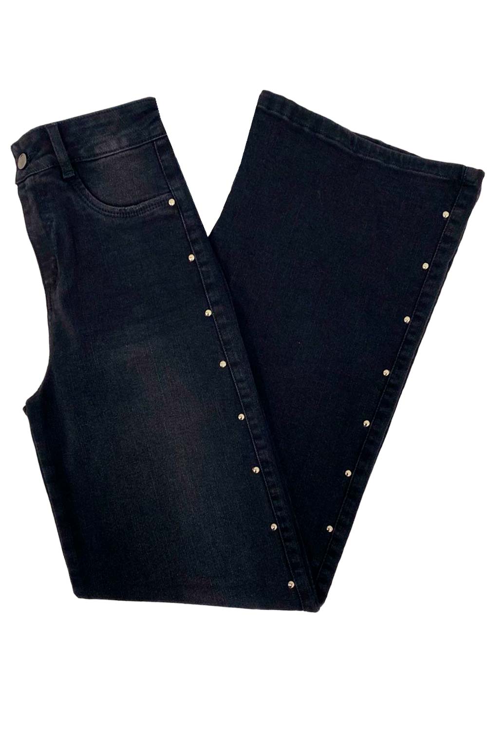 JEAN MUJER TIRO ALTO WIDE LEG TACHUELAS DECORATIVAS