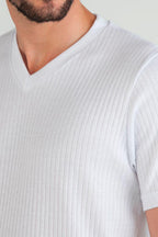 CAMISETA HOMBRE ACANALADA CUELLO V