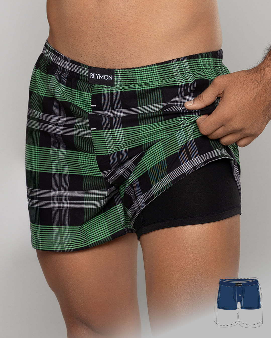 BOXER HOMBRE REYMON REF 3052 color CUADROS NEGRO 3