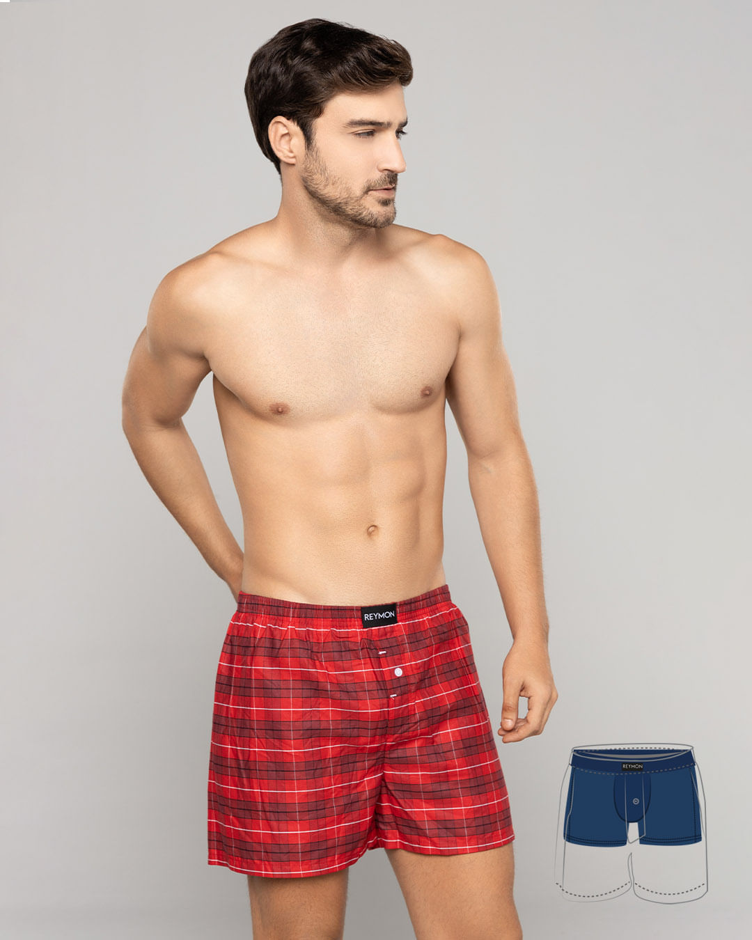 BOXER HOMBRE REYMON REF 3052 color CUADROS ROJO 10