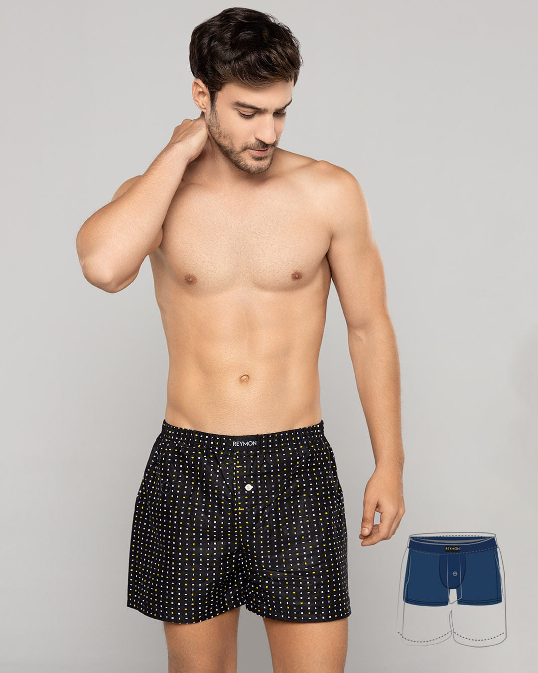 BOXER HOMBRE REYMON REF 3052 color MINI PRINT NEGRO 4
