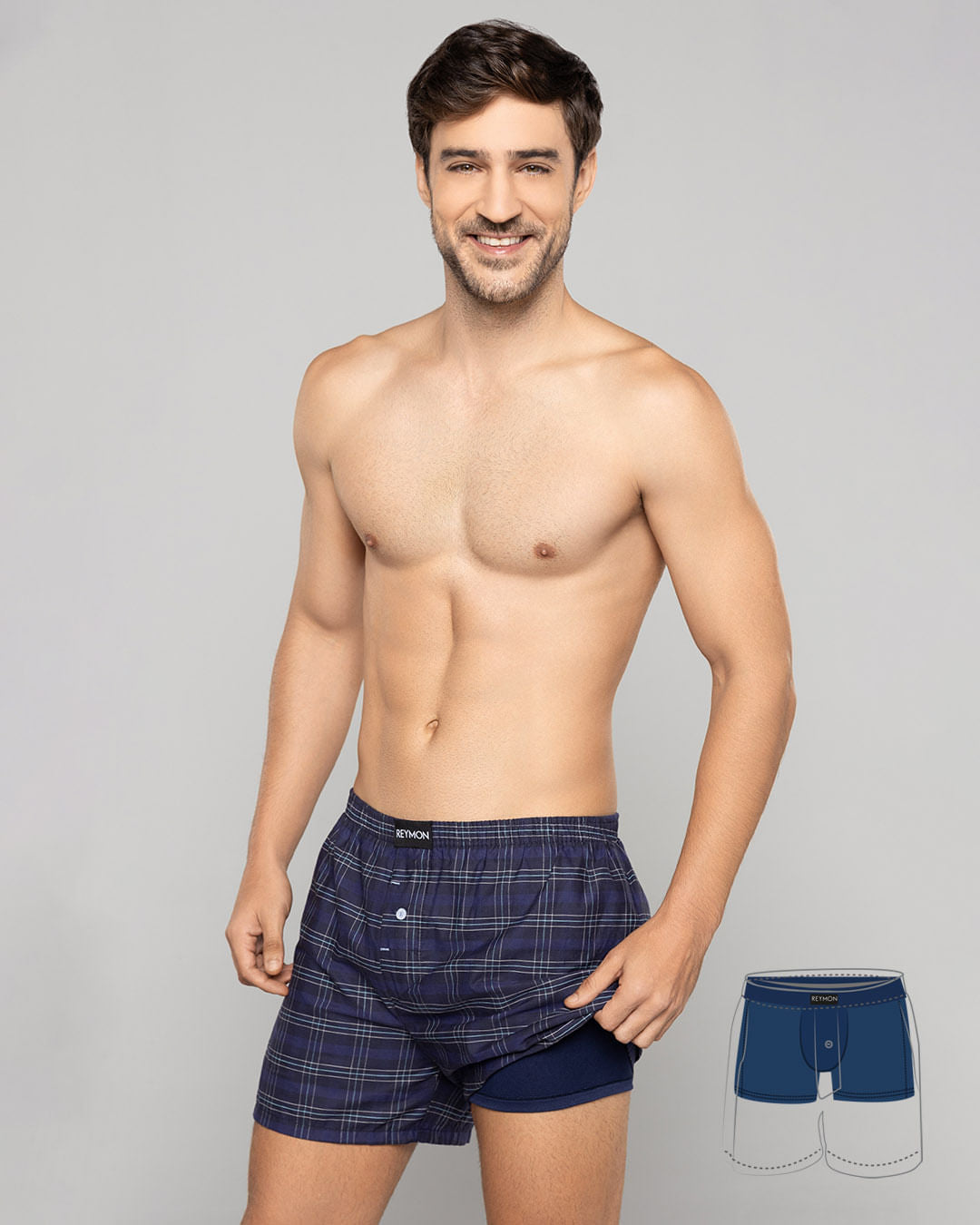 BOXER HOMBRE REYMON REF 3052 color CUADROS AZUL OSCURO 6