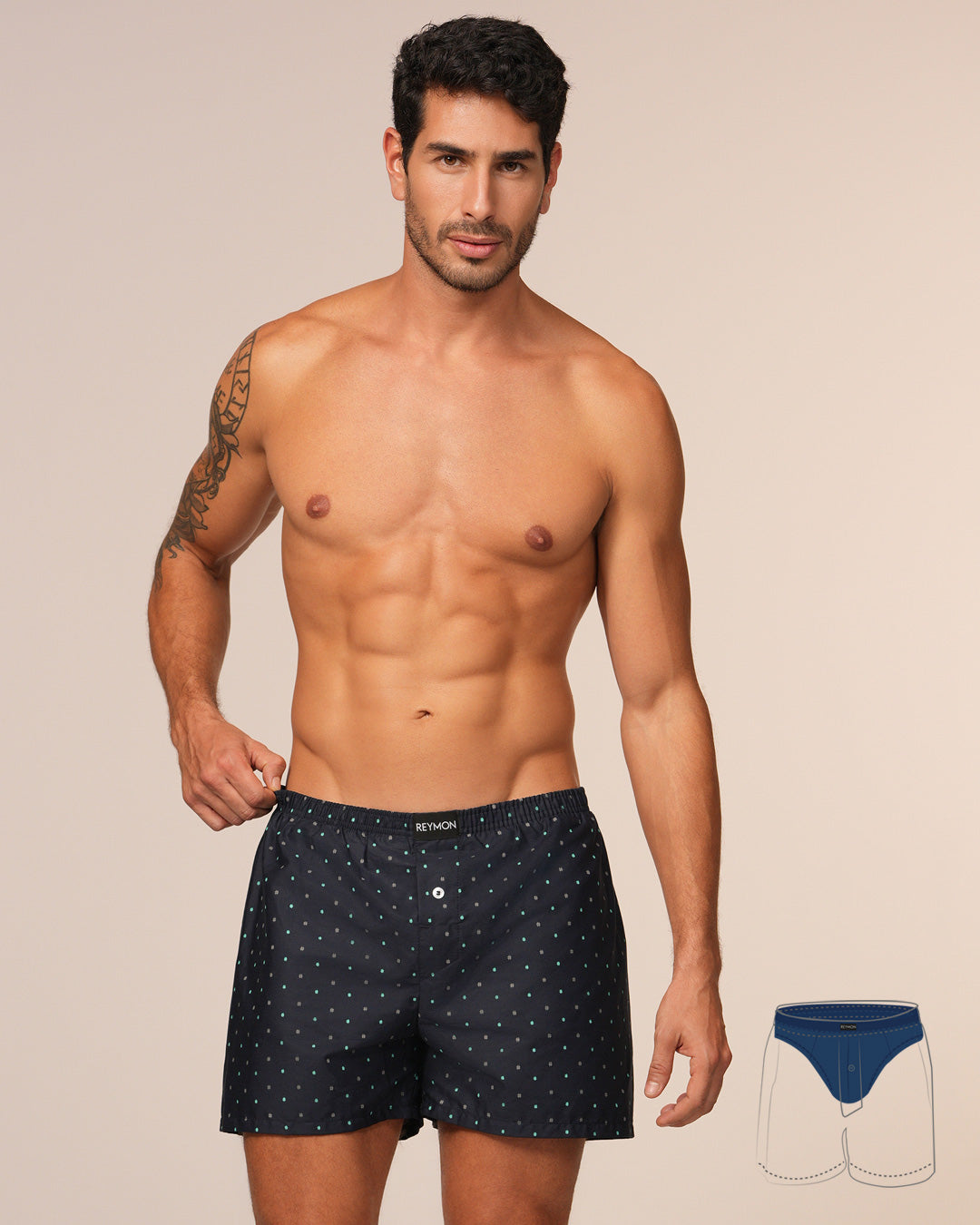 BOXER HOMBRE REYMON REF 3054 color MINIPRINT AZUL OSC 8