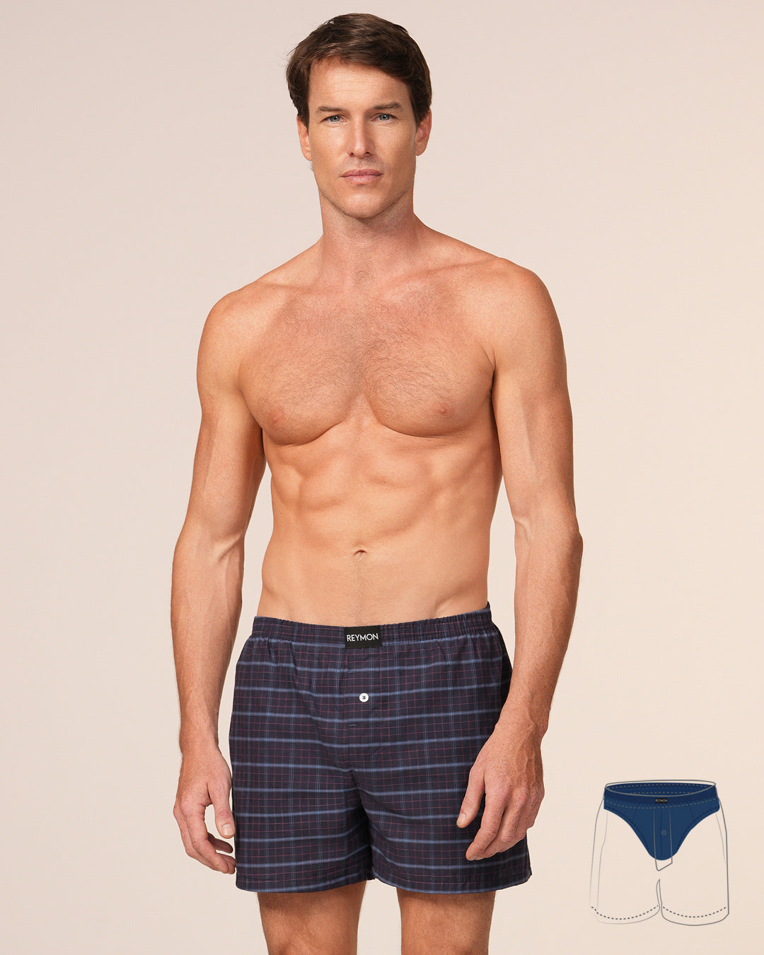 BOXER HOMBRE REYMON REF 3054 color CUADRO AZUL OSCURO 6