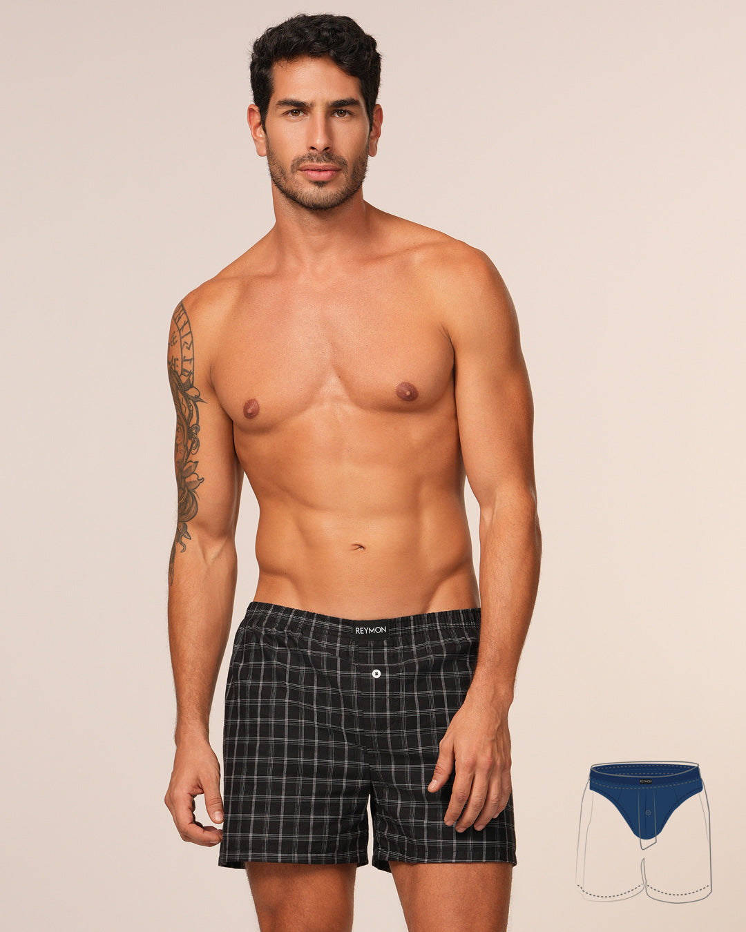 BOXER HOMBRE REYMON REF 3054 color CUADRO NEGRO 2