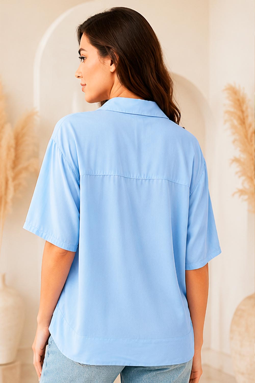 CAMISA MUJER MANGA CORTA Y CORTE RELAJADO