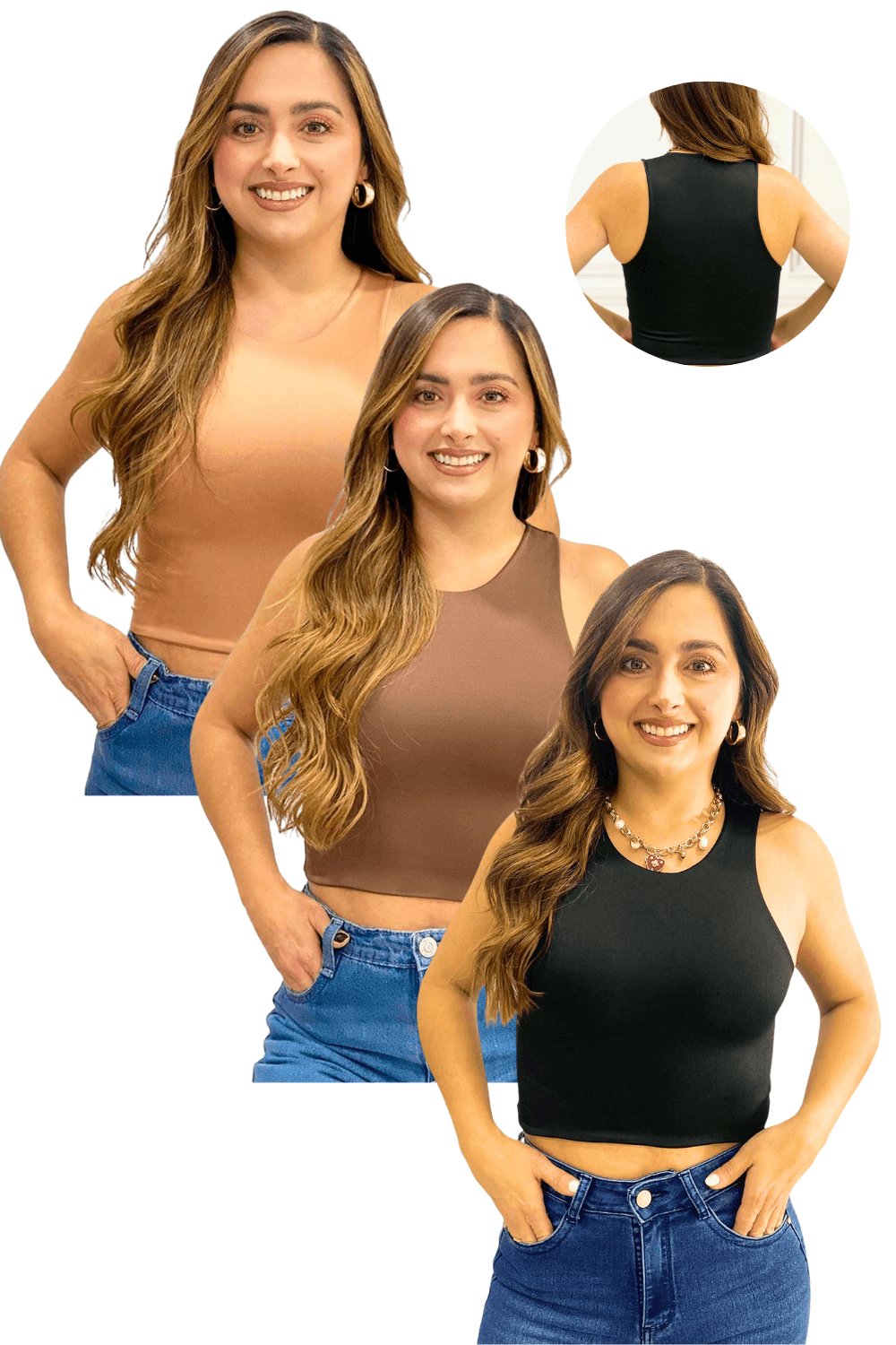 BLUSA MUJER IRREAL REF 600016 X3 color NEGRO/CAMEL/CAFÉ