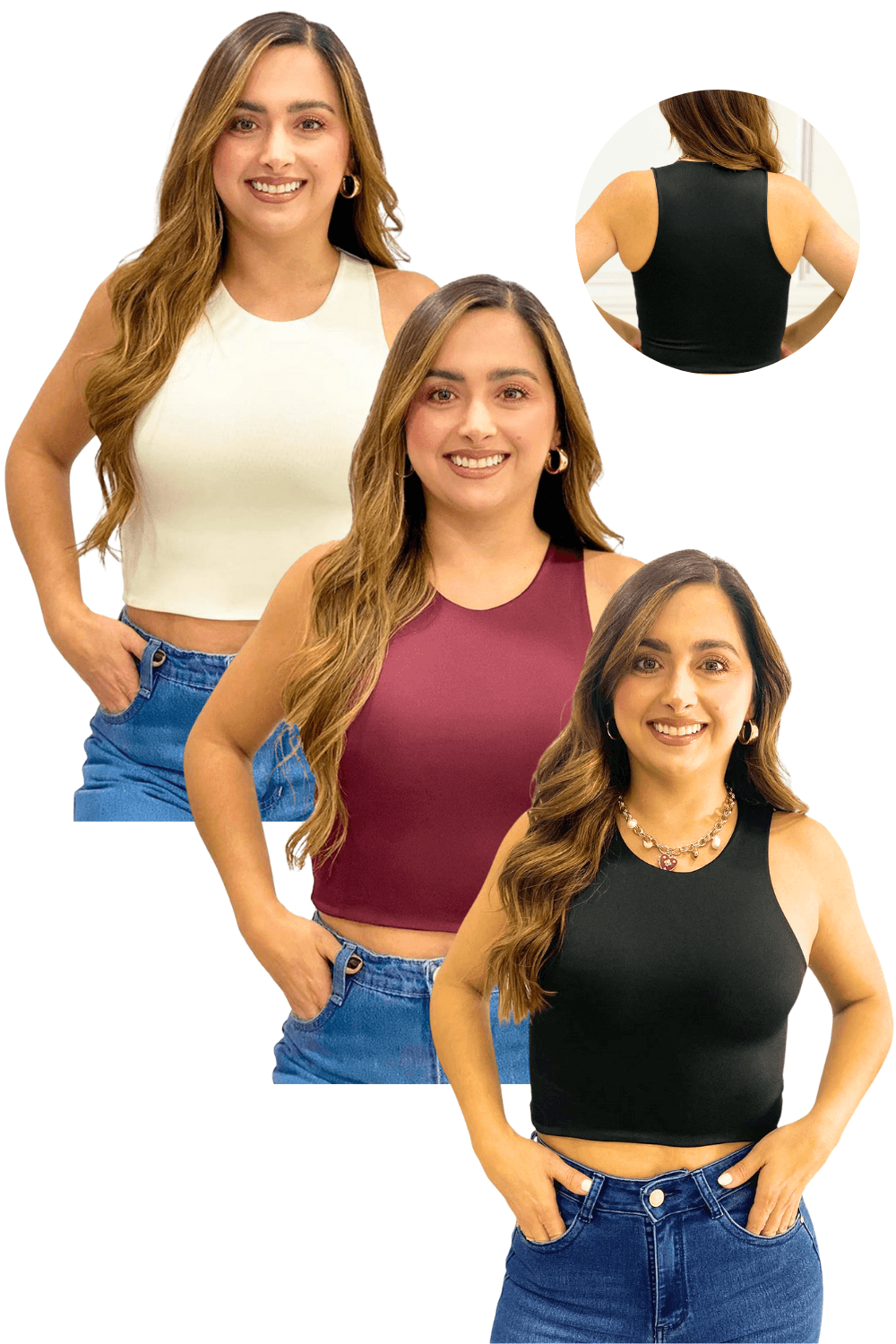 BLUSA MUJER IRREAL REF 600016 X3 color NEGRO/MARFIL/VINOTINTO