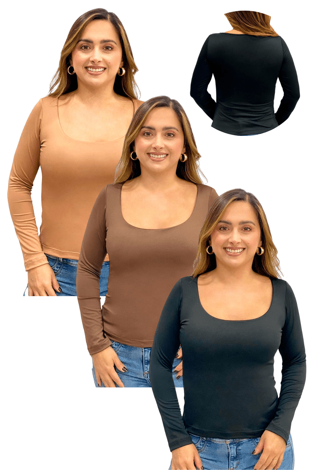 BLUSA MUJER IRREAL.R REF 300015 X3 color NEGRO/CAMEL/CAFÉ