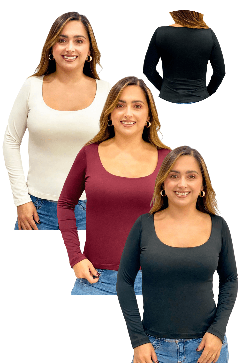 BLUSA MUJER IRREAL.R REF 300015 X3 color NEGRO/MARFIL/VINOTINTO