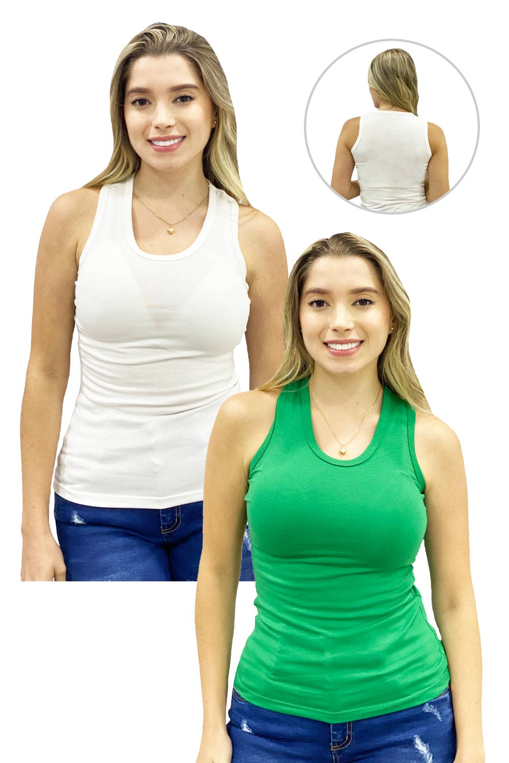 BLUSA MUJER MUNAMU REF 123 X2 color VERDE ANTIOQUIA/MARFIL