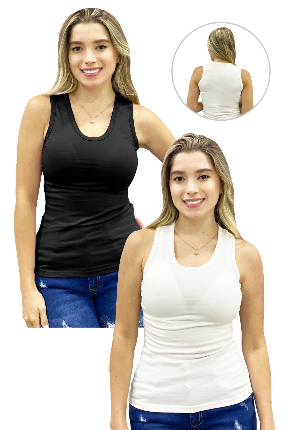 BLUSA MUJER MUNAMU REF 123 X2 color NEGRO/MARFIL