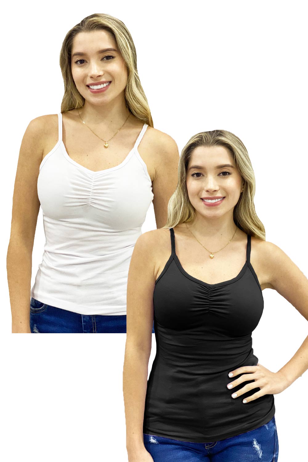 BLUSA MUJER MUNAMU REF 126 X2 color NEGRO/MARFIL