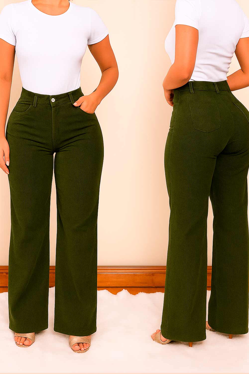 PANTALÓN MUJER SILUETA AMPLIA TIPO PANA