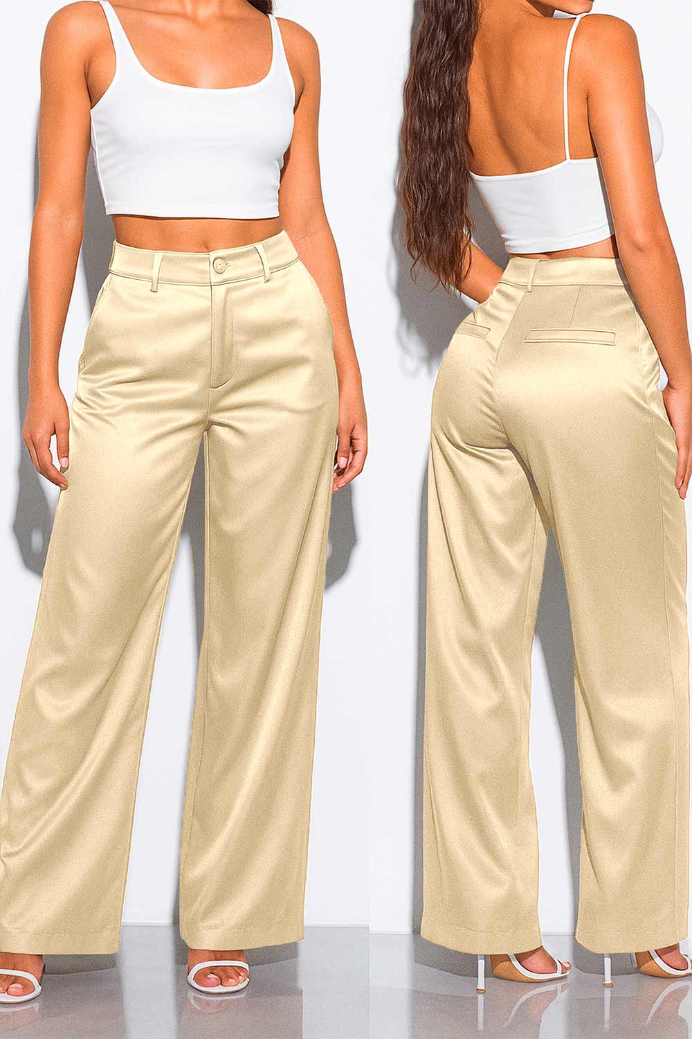 PANTALON MUJER JUAN & CO REF 559 SATIN color CHAMPAGNE