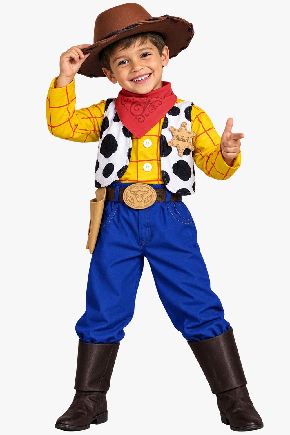 DISFRAZ NIÑO VAQUERO ALGUACIL CON CHALECO DE MANCHAS