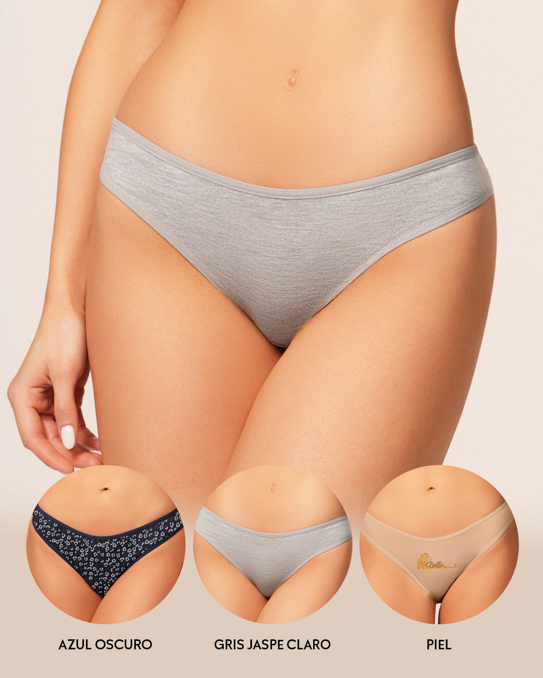 TRÍO MUJER TANGA COLORES Y ESTAMPADOS VARIABLES