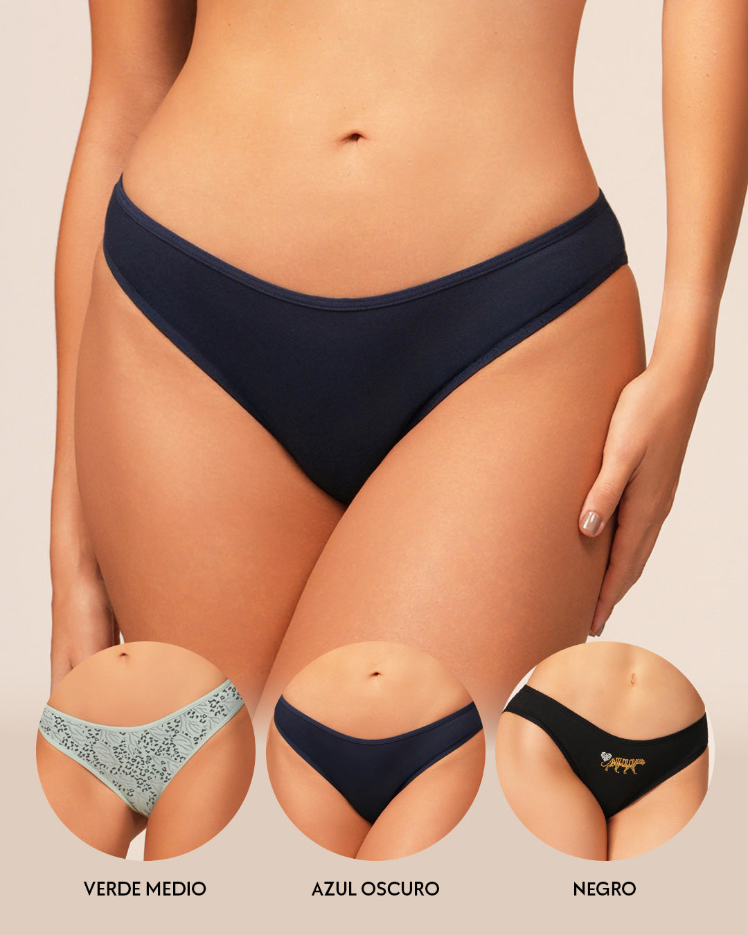 TRÍO MUJER TANGA COLORES Y ESTAMPADOS VARIABLES