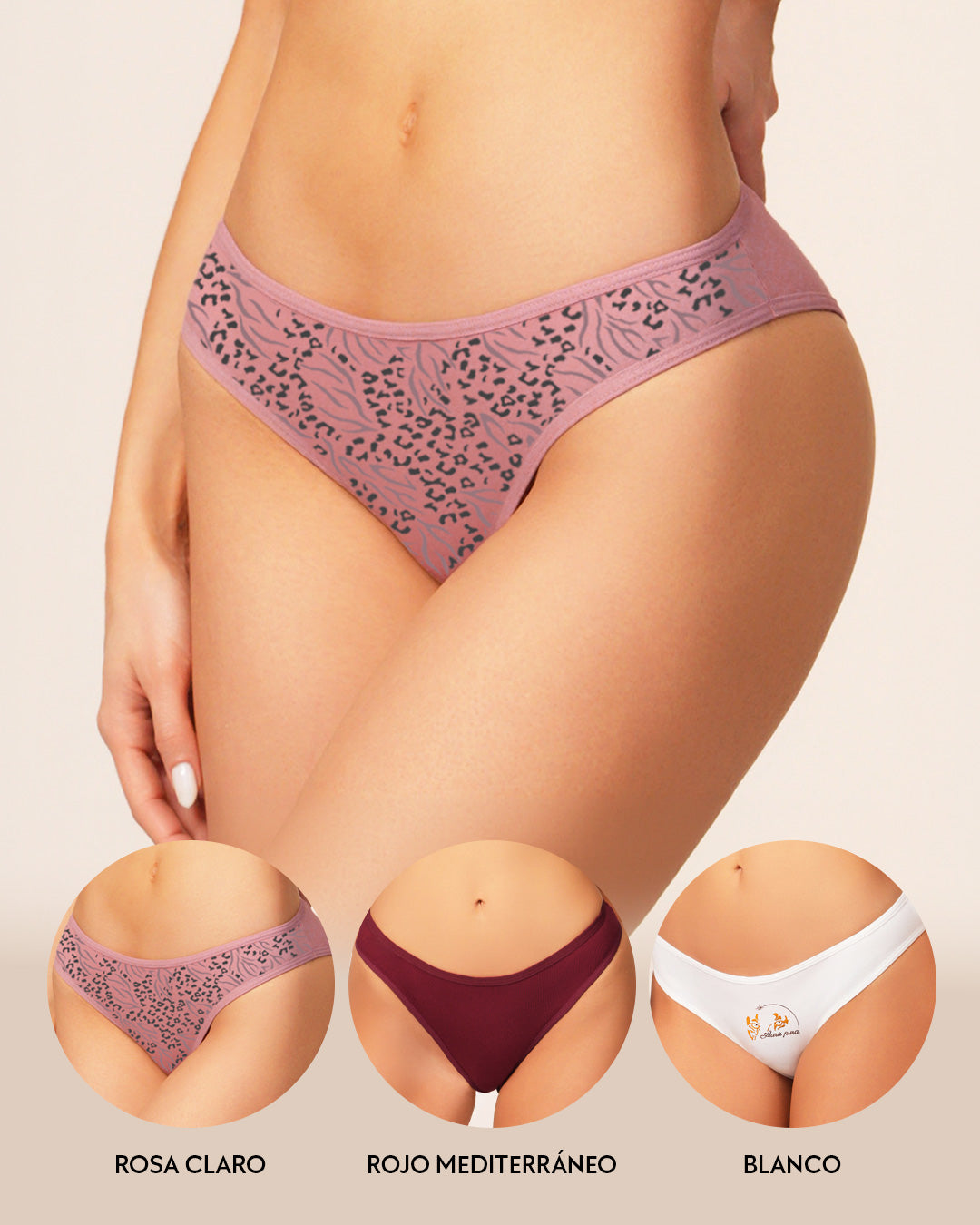 TRÍO MUJER TANGA COLORES Y ESTAMPADOS VARIABLES