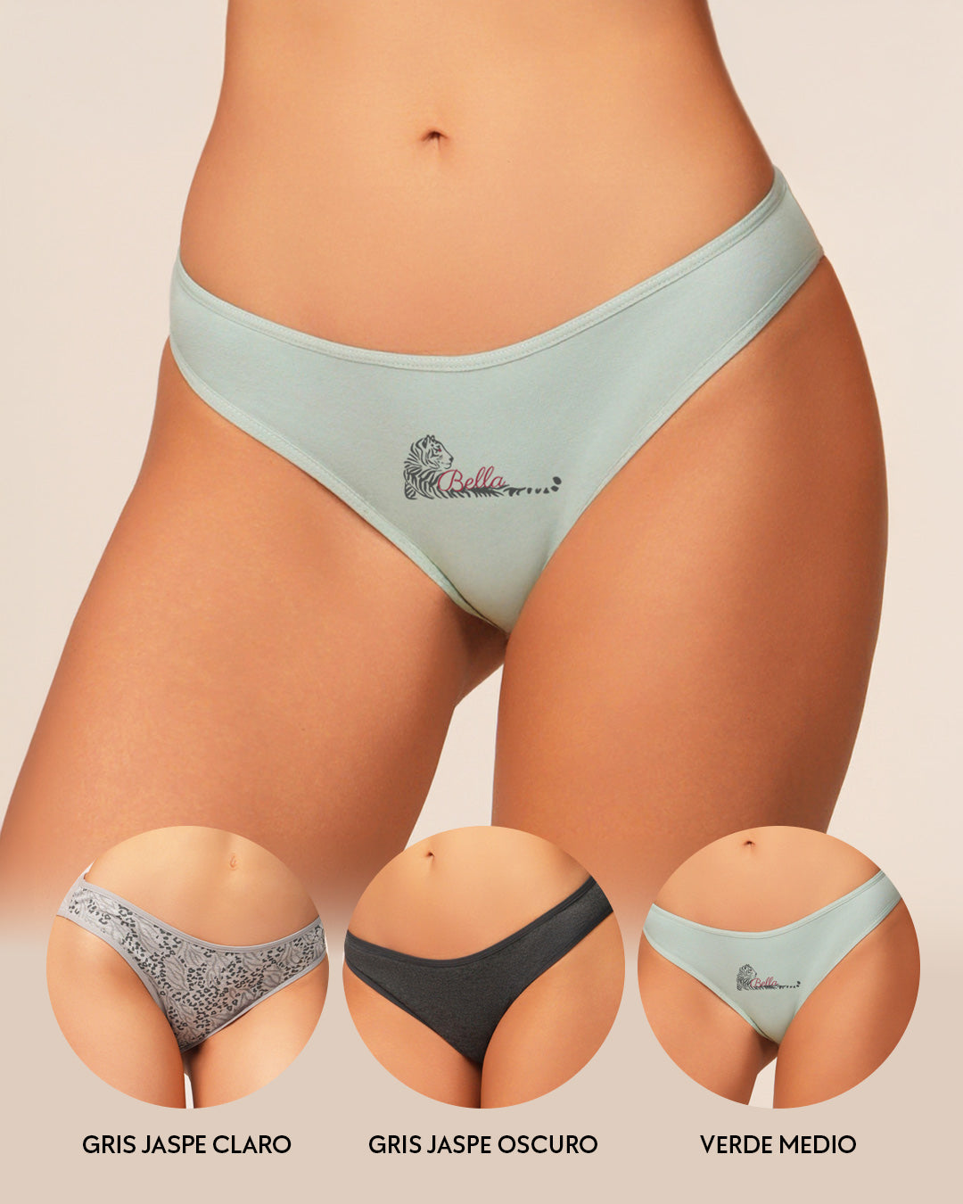 TRÍO MUJER TANGA COLORES Y ESTAMPADOS VARIABLES