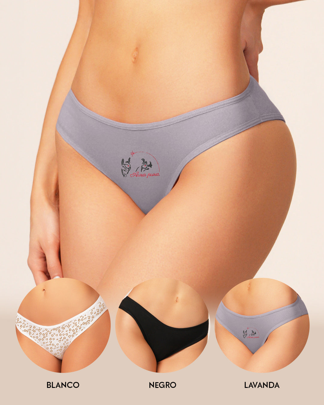 TRÍO MUJER TANGA COLORES Y ESTAMPADOS VARIABLES