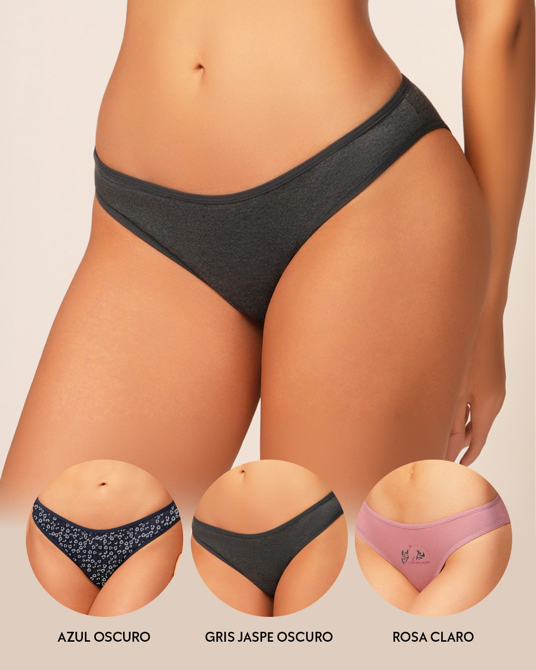 TRÍO MUJER TANGA COLORES Y ESTAMPADOS VARIABLES