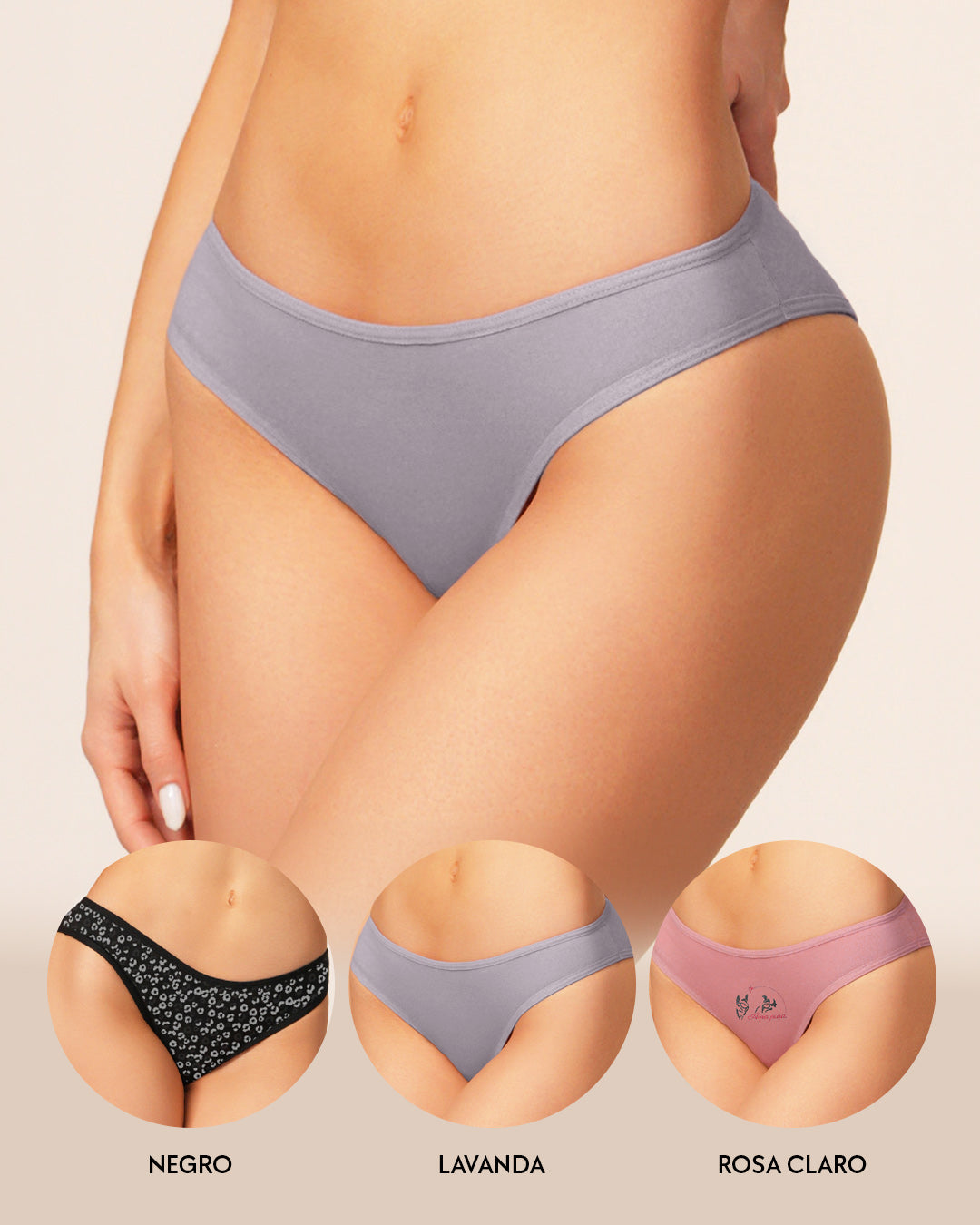 TRÍO MUJER TANGA COLORES Y ESTAMPADOS VARIABLES