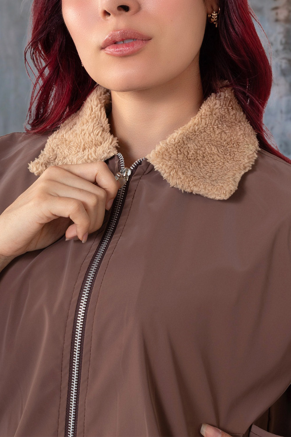CHAQUETA MUJER CON CUELLO DE PELUCHE