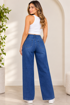 JEAN MUJER WIDE LEG TIRO ALTO CON COSTURAS FRONTALES