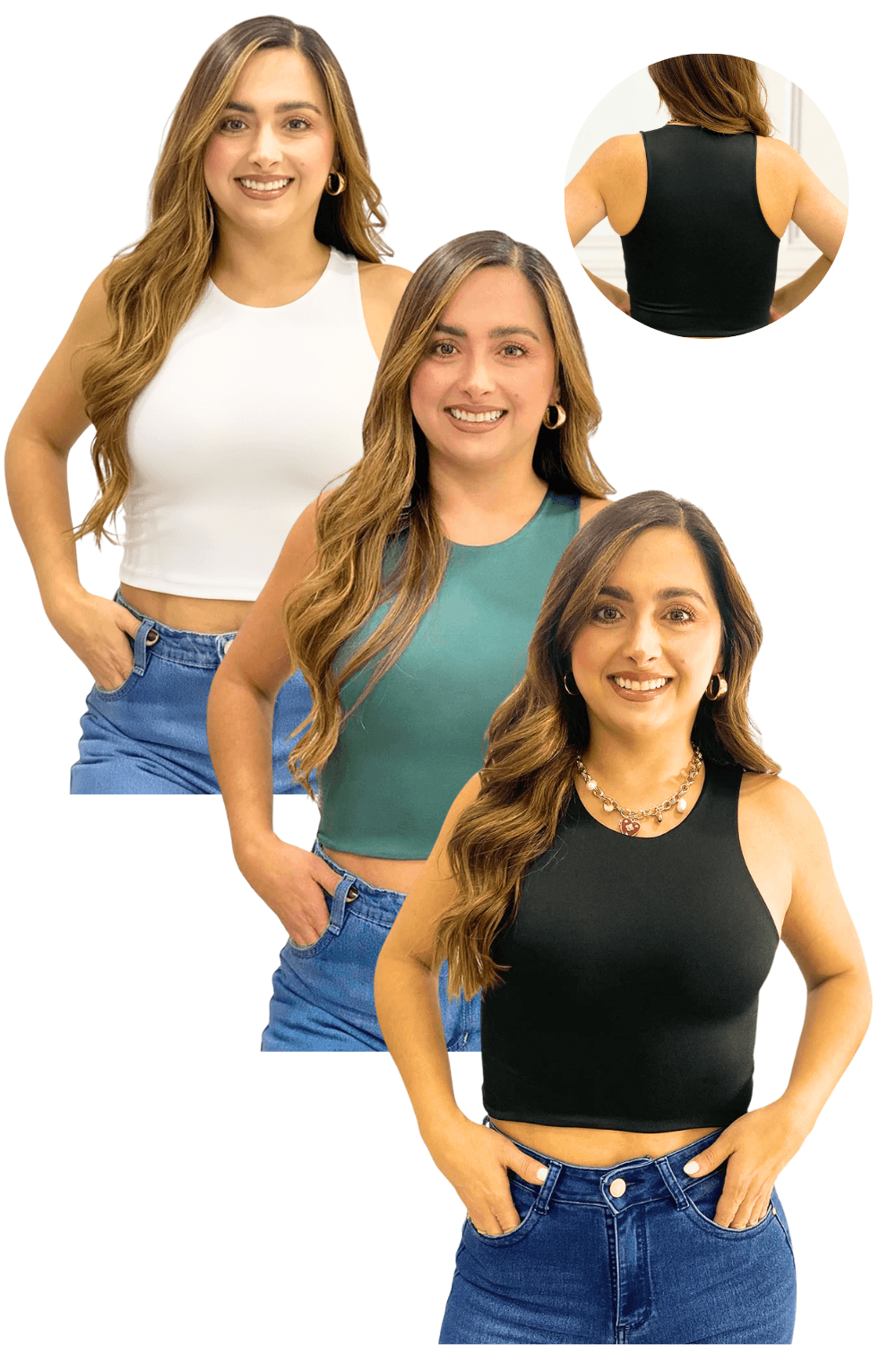 BLUSA MUJER IRREAL REF 600016 X3 color NEGRO/VERDE/BLANCO