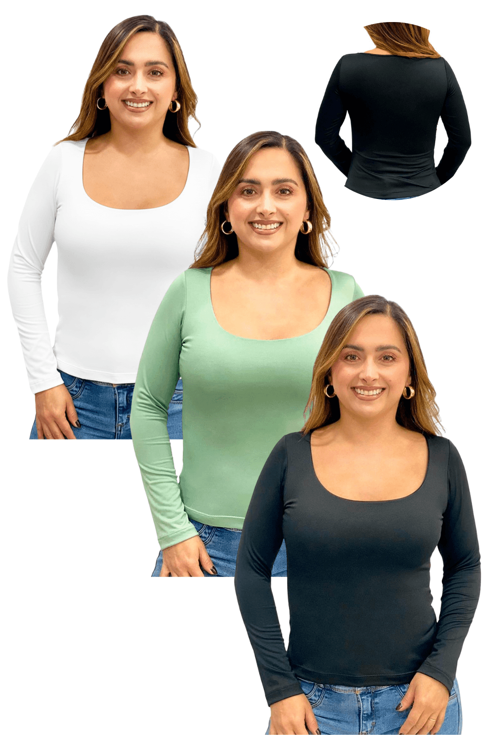BLUSA MUJER IRREAL.R REF 300015 X3 color NEGRO/VERDE/BLANCO