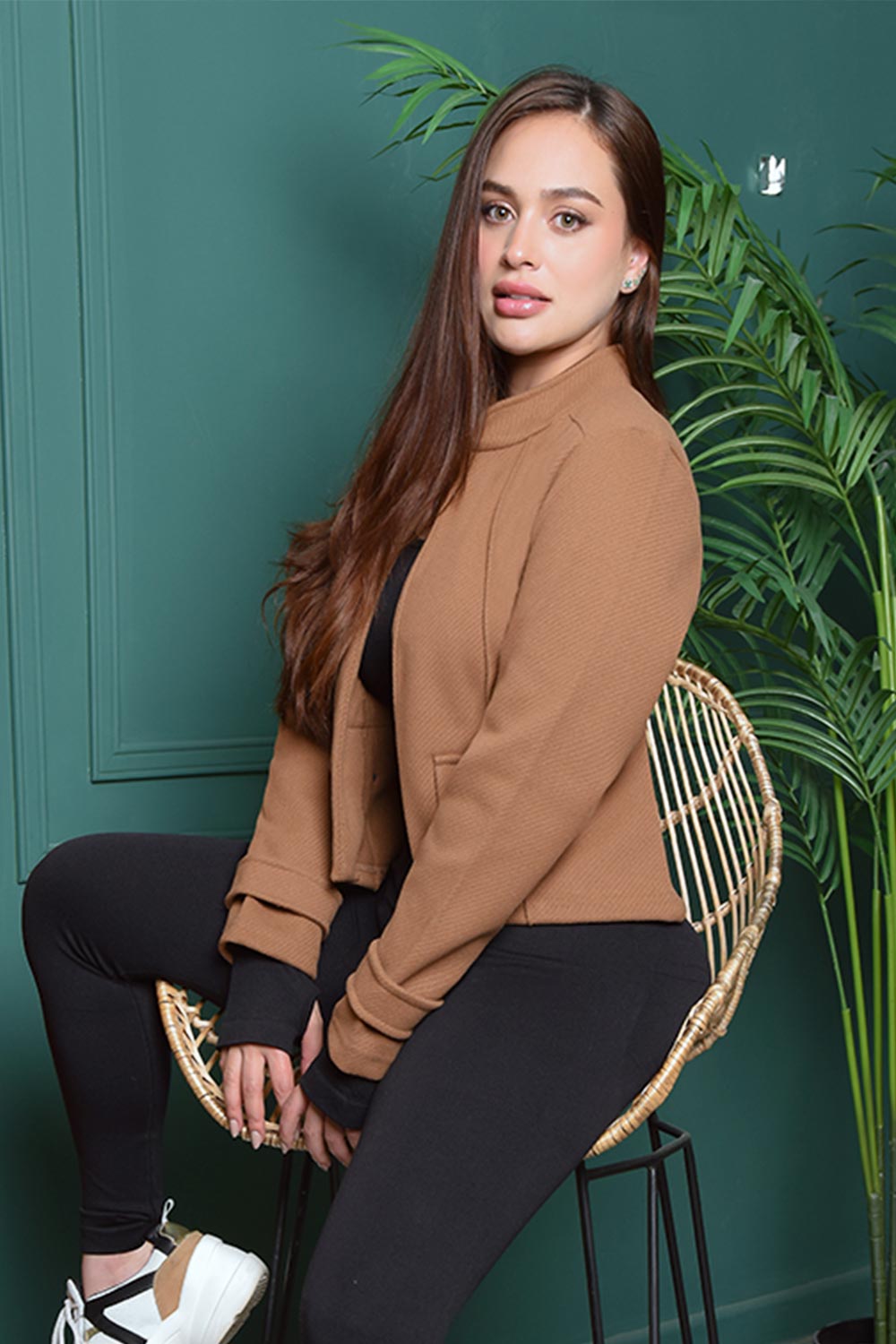 BLAZER MUJER CORTO UNICOLOR